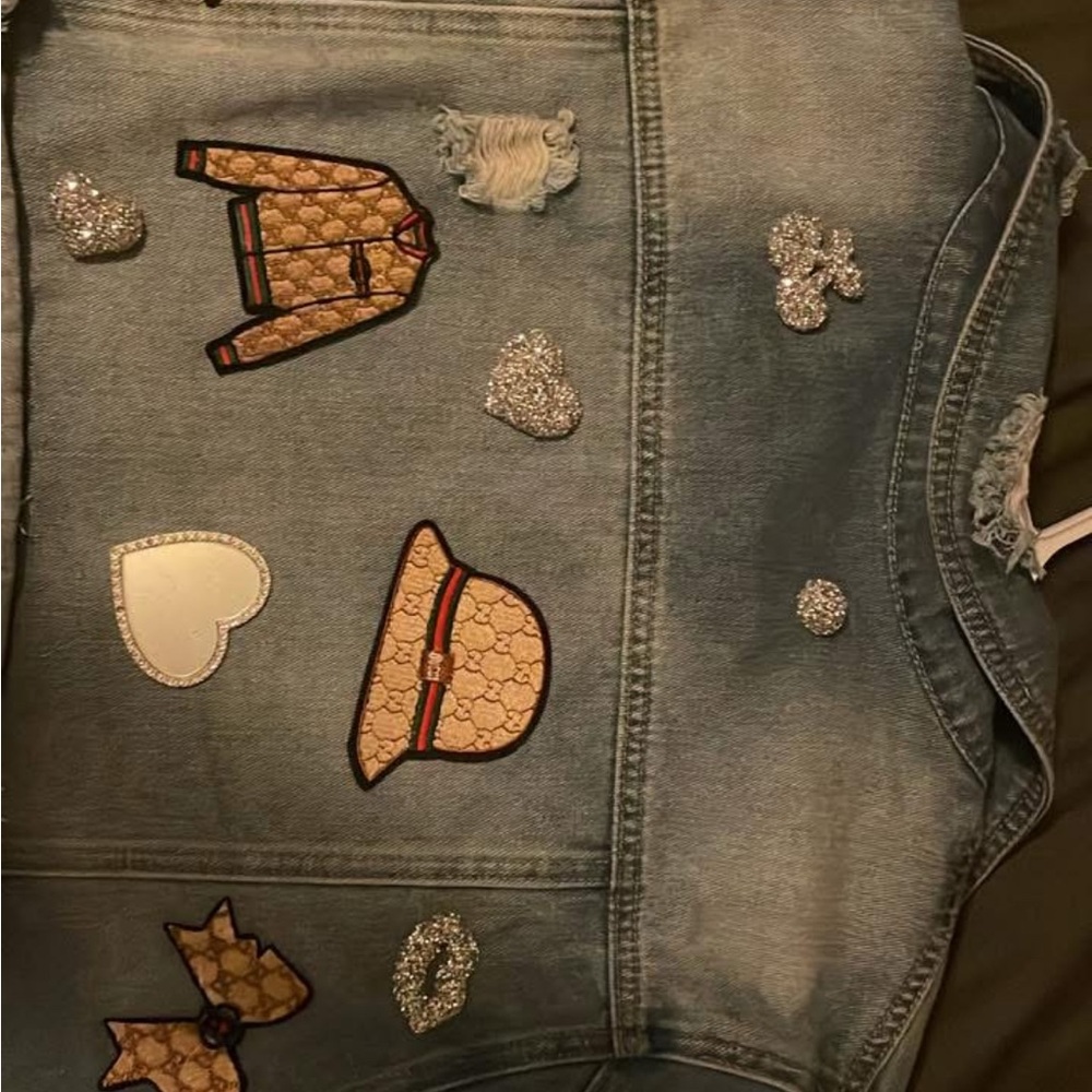 Embellished Denim Jacket with Patches